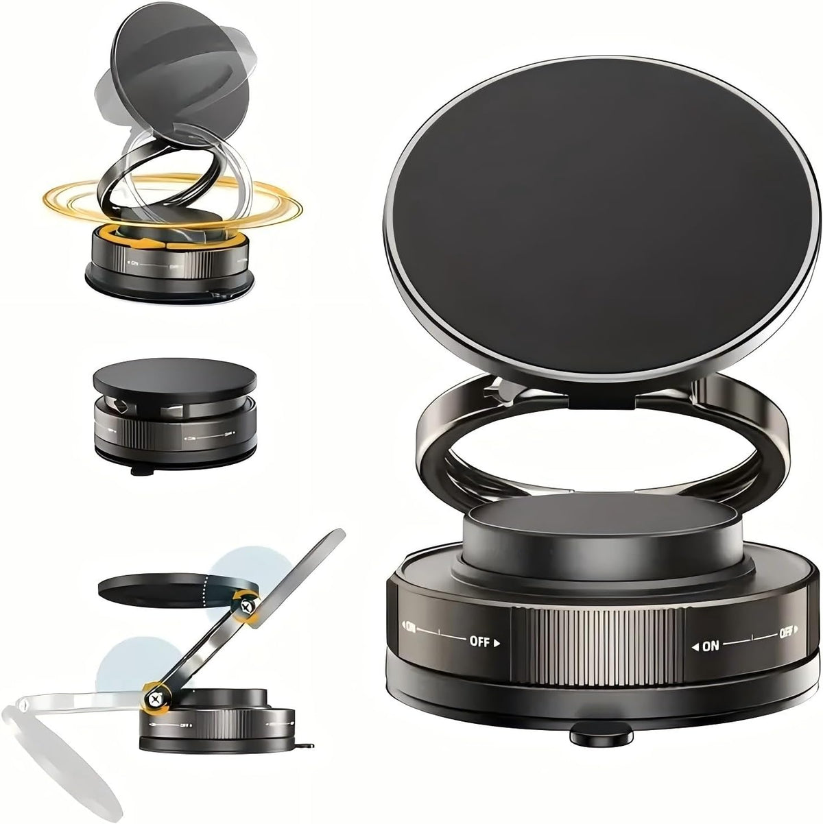 Super Strong Magnetic N52 car Phone Holder, 3-axis Folding, 360° Multi-Angle Circular Free Adjustment, Compatible with iPhone16/15/14/12 Full Series and Android Models (Black)