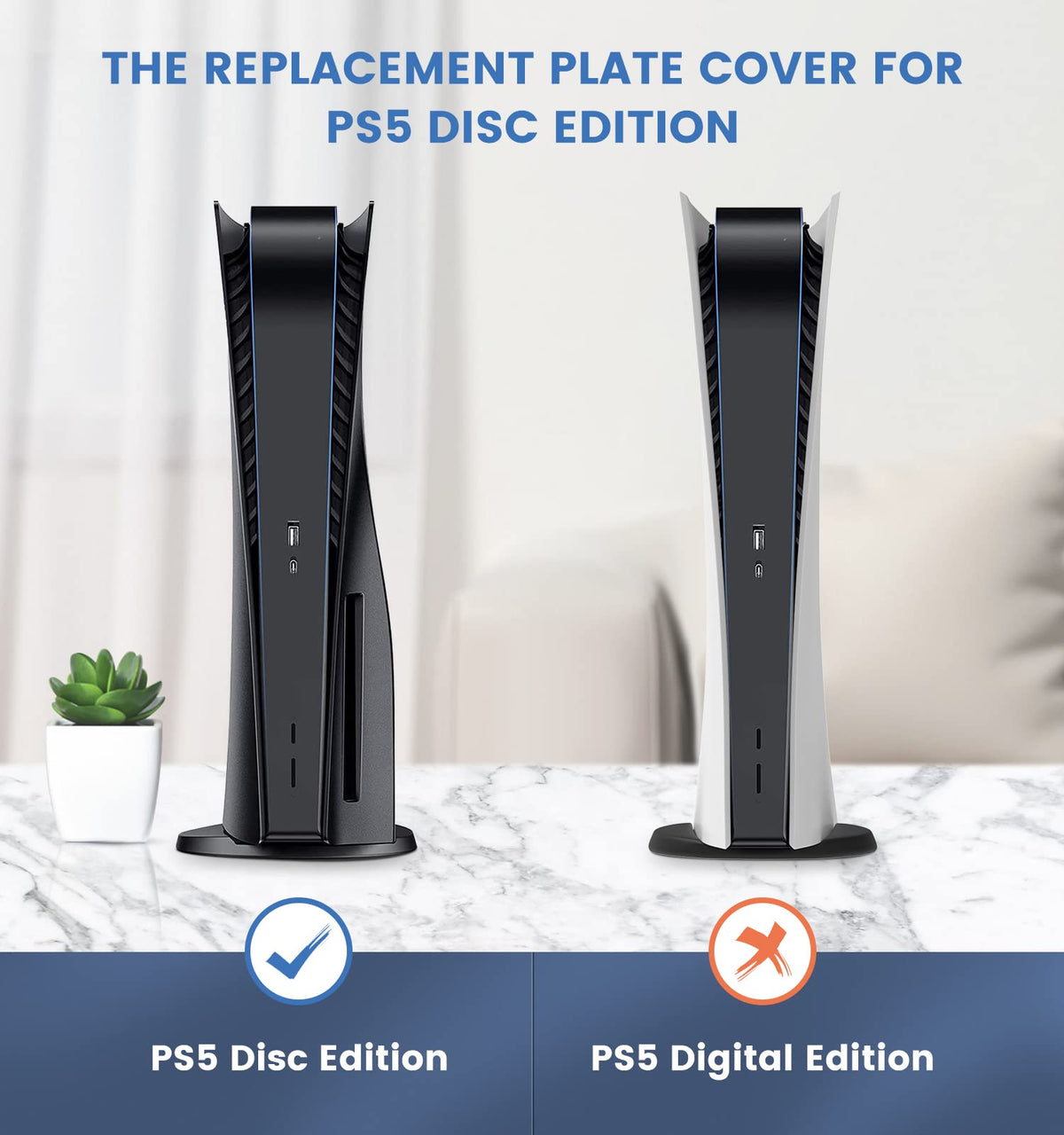 Black PS5 Faceplate Case Cover Customized PS5 Plate for Disc PlayStation 5 Console Hard Shell Skin Replacement Cover Plates Matt Black Side Plate