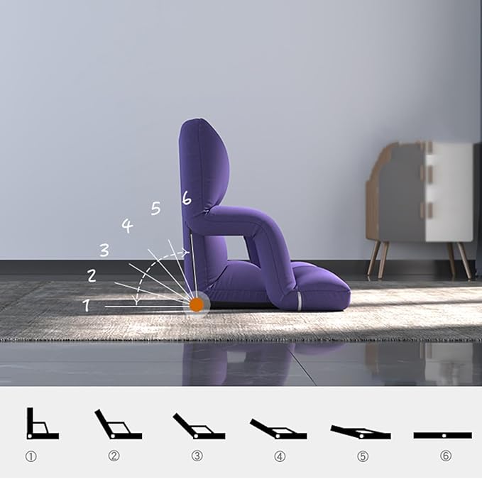Floor Chair Back Support Folding Sofa Adjustable Positions Padded Lazy Sofa Breathable Floor Gaming Chair for Reading Meditating(Pink-B)