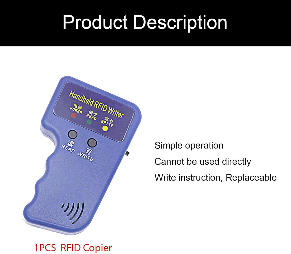 Generic T5577 RFID Handheld id Copier RFID Smart id Card Duplicator Used for id keyfobs and Cards