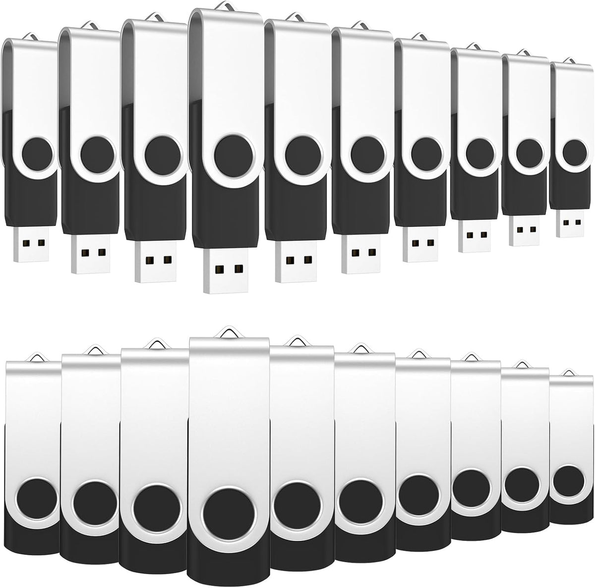 ABLAZE Flash Drives 4GB 20 Pack, USB 2.0 Thumb Drive Bulk with Lanyards Swivel Memory Stick U Disk 4GB Pendrive USB Pack (Black)