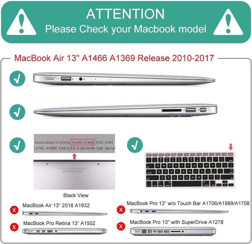 Mektron for MacBook Air 13 Case A1466/A1369 (2010-2017 Release), Snap-on Plastic Hard Shell Cover for MacBook Air 13.3 inch with Keyboard Cover, Fox and Deer