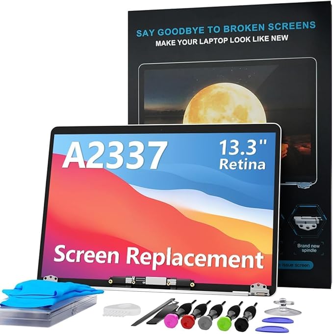 A2337 Replacement Screen 13.3 for MacBook Air 13 inch M1 2020 Year (Model: EMC 3598 MGN93 MGNA3 MGND3 MGNE3 MGN63 MGN73) Full LCD Screen Display Assembly with Fix Kit (Rose Gold)