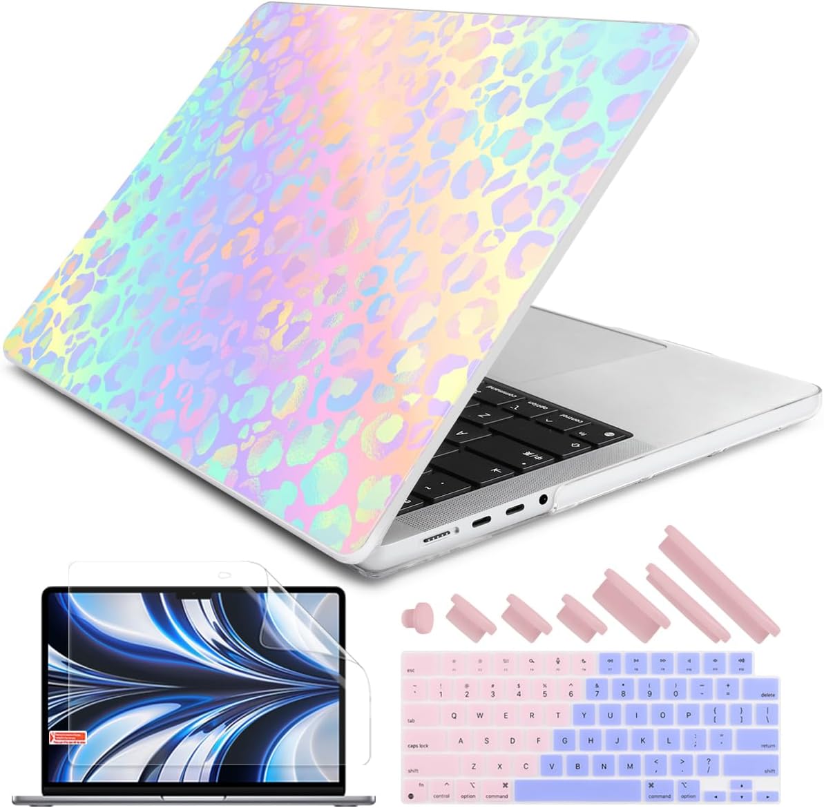 DONGKE for M4 MacBook Pro 16 Inch Case 2024 2023 2021 A3403 A3186 M3 A2991 M2 A2780 M1 A2485 Pro/Max Chip, Plastic Hard Shell Case & Keyboard Cover for Mac Pro 16 with Touch ID, Leopard Print