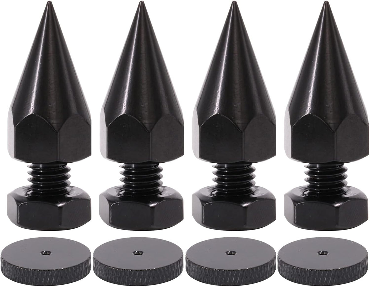 Flushbay 4 Pack M8 (M8) Speaker Spikes Floor Protectors Adjustable Speaker Isolation Spikes Black for Subwoofer CD DVD