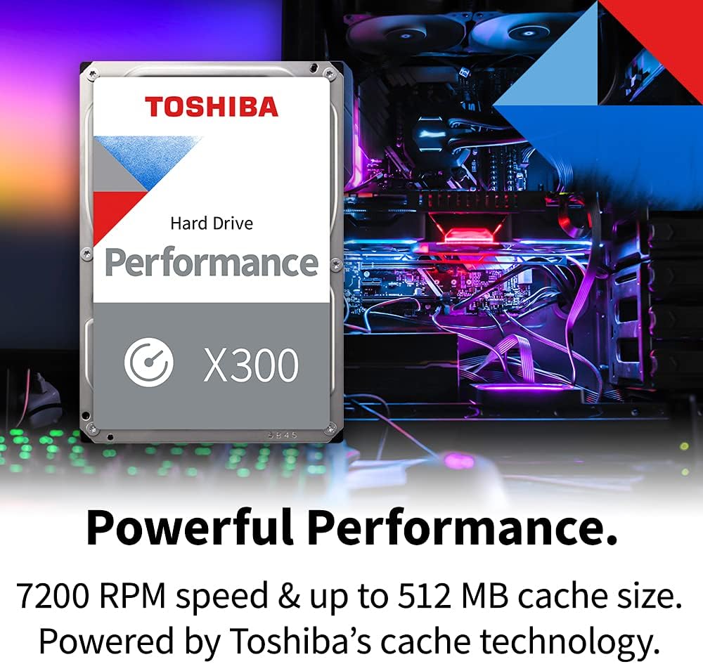 Toshiba X300 10TB Performance & Gaming 3.5-Inch Internal Hard Drive - CMR SATA 6 GB/s 7200 RPM 512 MB Cache - HDWR71AXZSTA