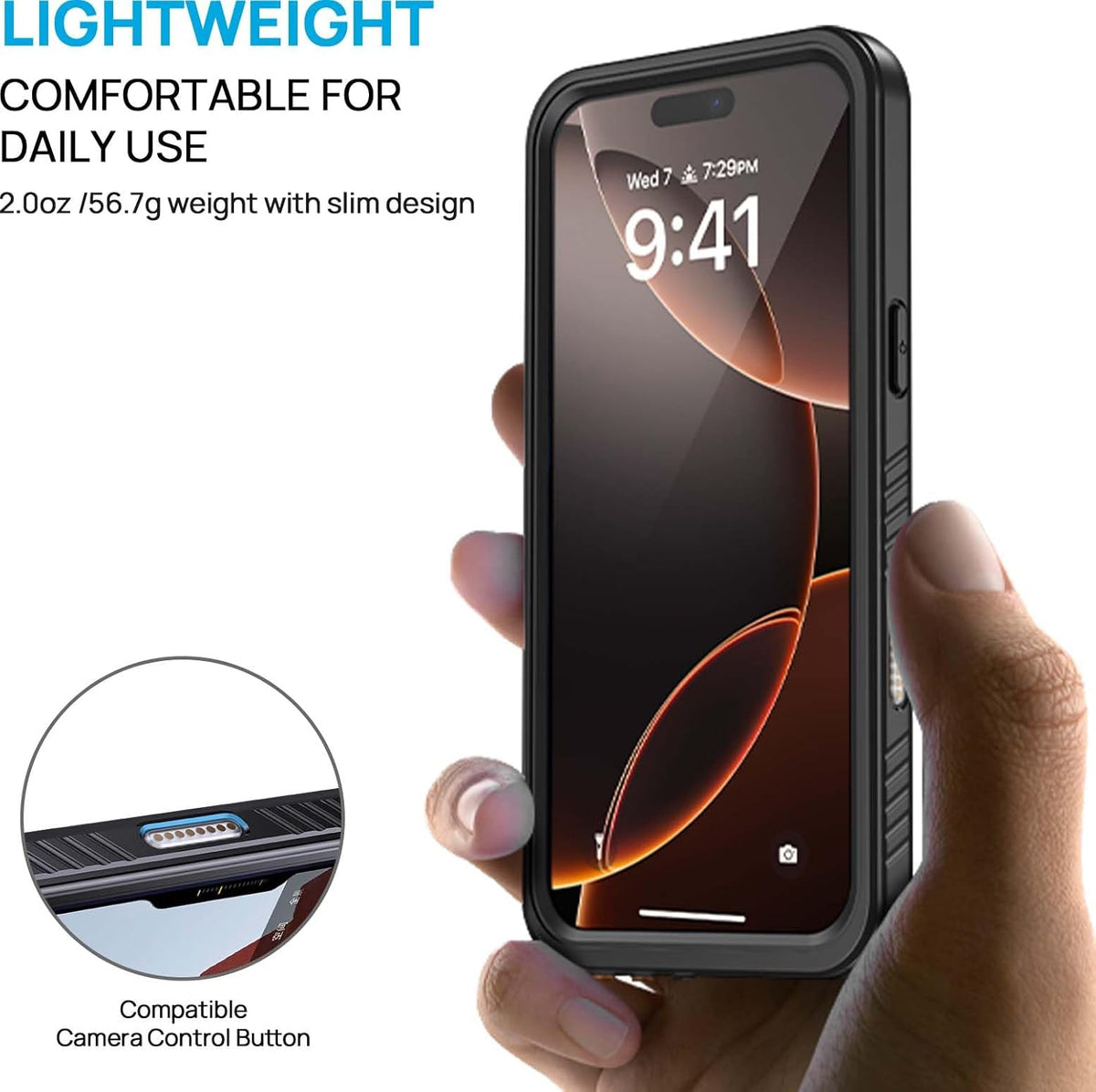Lanhiem Magnetic for iPhone 16 Pro Max Case, Waterproof Dustproof Cover [Built in Screen Protector] [Compatible with MagSafe], Full Body Heavy Duty Phone Case for iPhone 16 Pro Max - 6.9” (Black)