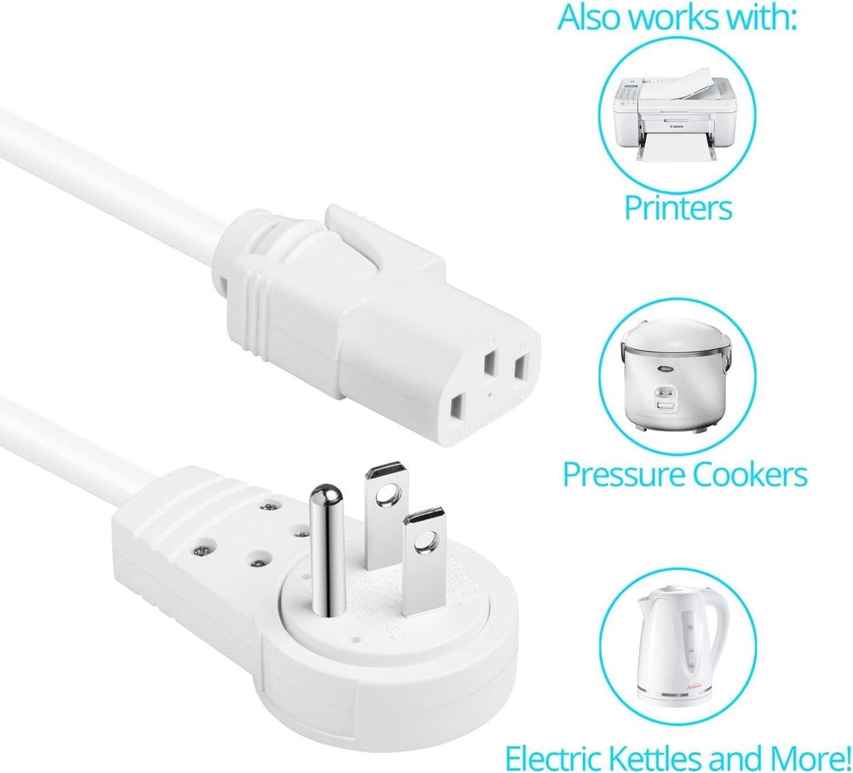 Maximm Monitor Computer Power Cord 6 Ft Flat Plug 360° Rotating PC Cable 3 Prong for, Desktop, Printer, Scanner, 16 AWG NEMA 5-15P to IEC13 - UL Certified