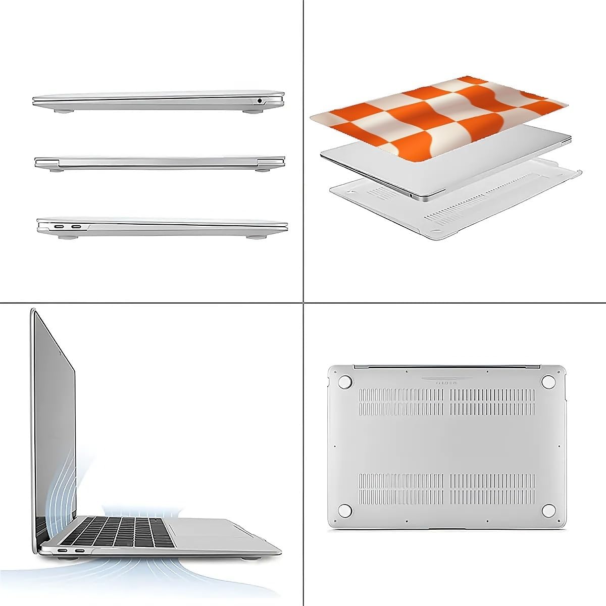 Compatible with MacBook Air 13.3 13.6 Inch Case 2022 2021 2020 2019 Plastic Hard Shell Case Cover,13.3 Air (A1932/A2179/A2337), Orange and White Checkered Flag