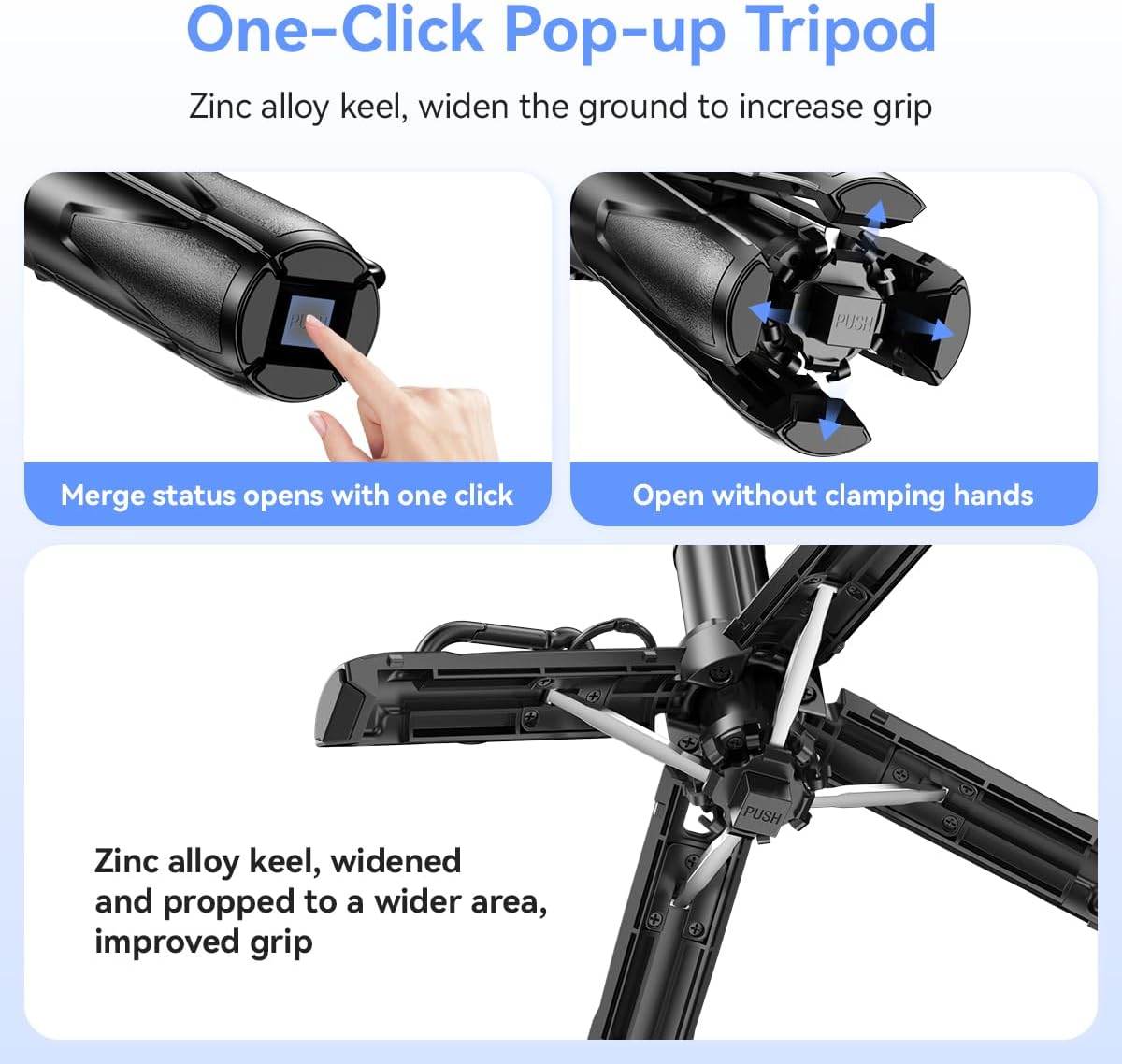 Retractable Mini Tripod for Cell Phone, Portable Selfie Stick Travel Phone Tripod with Remote Control Cell Phone Holder, Sturdy & Stable Adjustable Multi-Angle Shot Selfie Stick for Video Recording