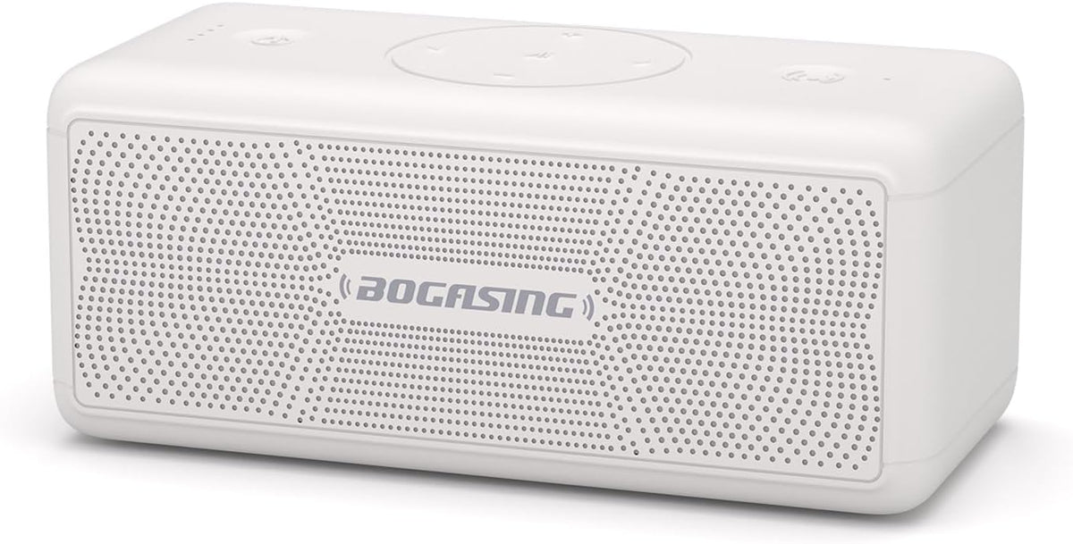 BOGASING Bluetooth Speakers, M5 Portable Wireless Speaker with 40W Loud Stereo Sound & Punchy Bass, 30H Playtime, IPX7 Waterproof, Bluetooth 5.3, EQ, TWS, TF-Card, AUX, USB, for Outdoor Home (White)