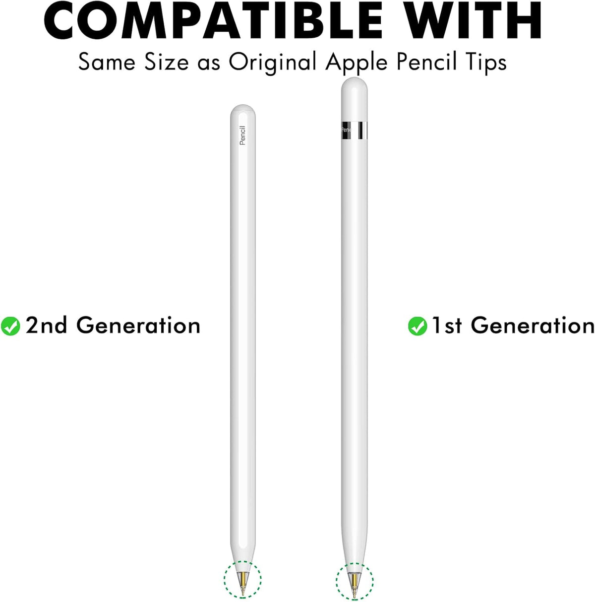 NIUTRENDZ 4 Pack Replacement Tips for Apple Pencil 2nd Generation and 1st Generation Fine Point Metal Tip, Wear-Resistant & Precise Control (1.95mm, White + Grey)
