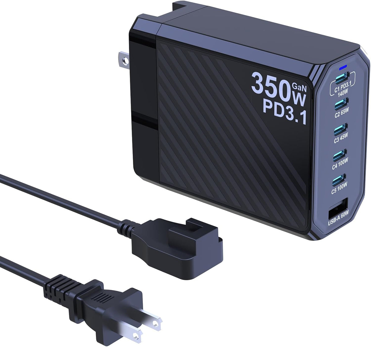 350W USB C Charger, 6-Ports PD3.1 140W Fast Charging Station, GaN Foldable Charger Block for MacBook Pro/Air, iPad, iPhone 16 15 Pro Max, Galaxy S24/S23 Ultra and More