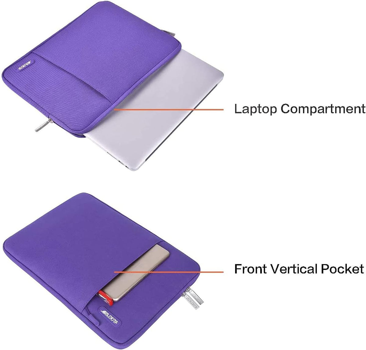 MOSISO Laptop Case 13.3 inch, 13-13.3 inch Laptop Sleeve Compatible with MacBook Air/Pro 13 / Pro 14, HP Dell ASUS Lenovo Notebook, Polyester Vertical Computer Sleeve Bag with Pocket, Ultra Violet