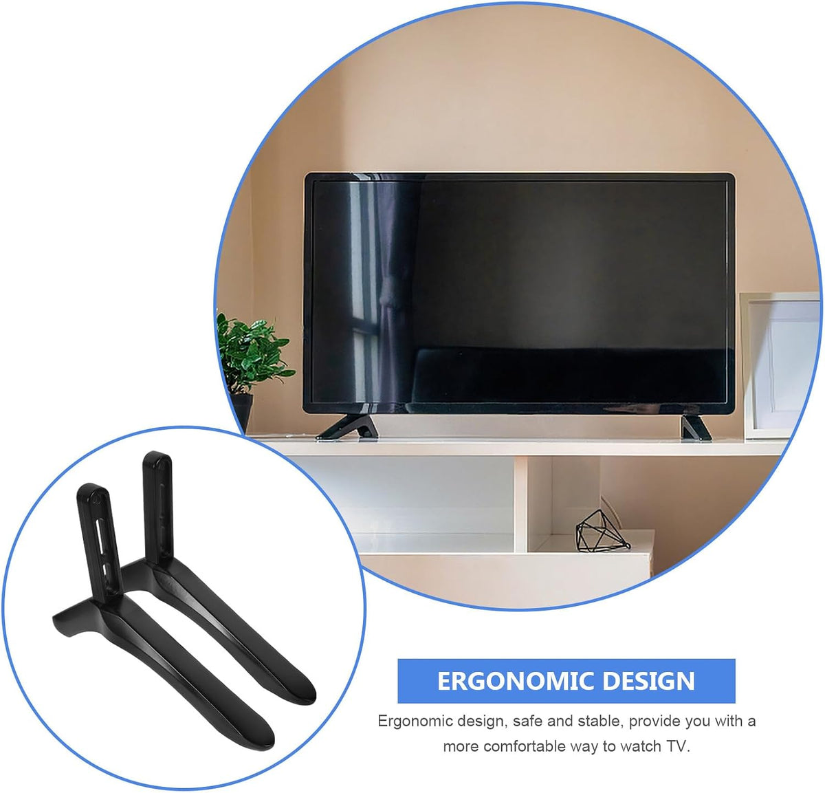 Healeved Black TV Stand Base Mount Bracket - Sturdy Support for Living Room & Bedroom
