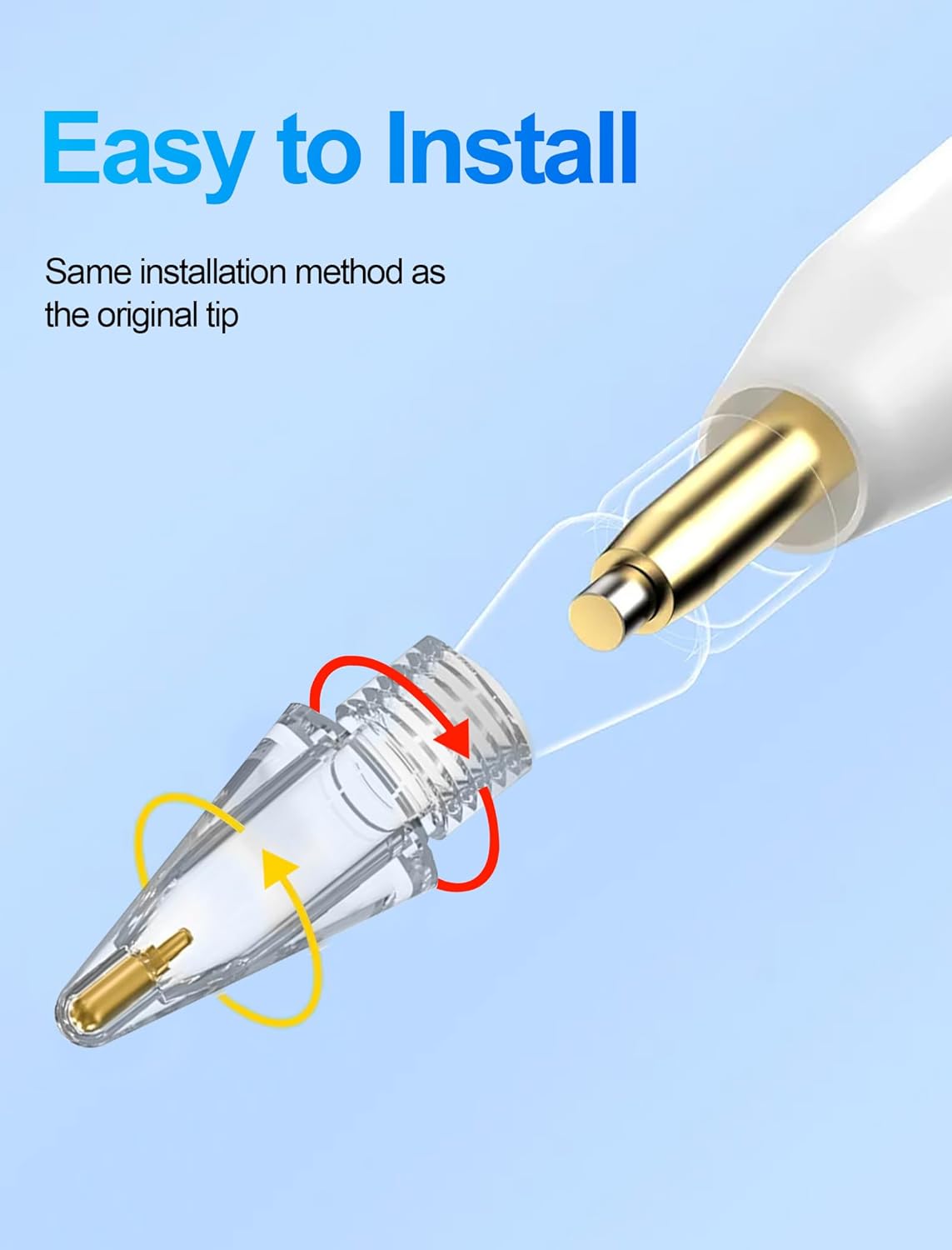 Replacement Pencil Tips for Apple Pencil Pro - 6 Pack Fine Point Metal Tip for Apple Pencil 2nd Generation and 1st Generation