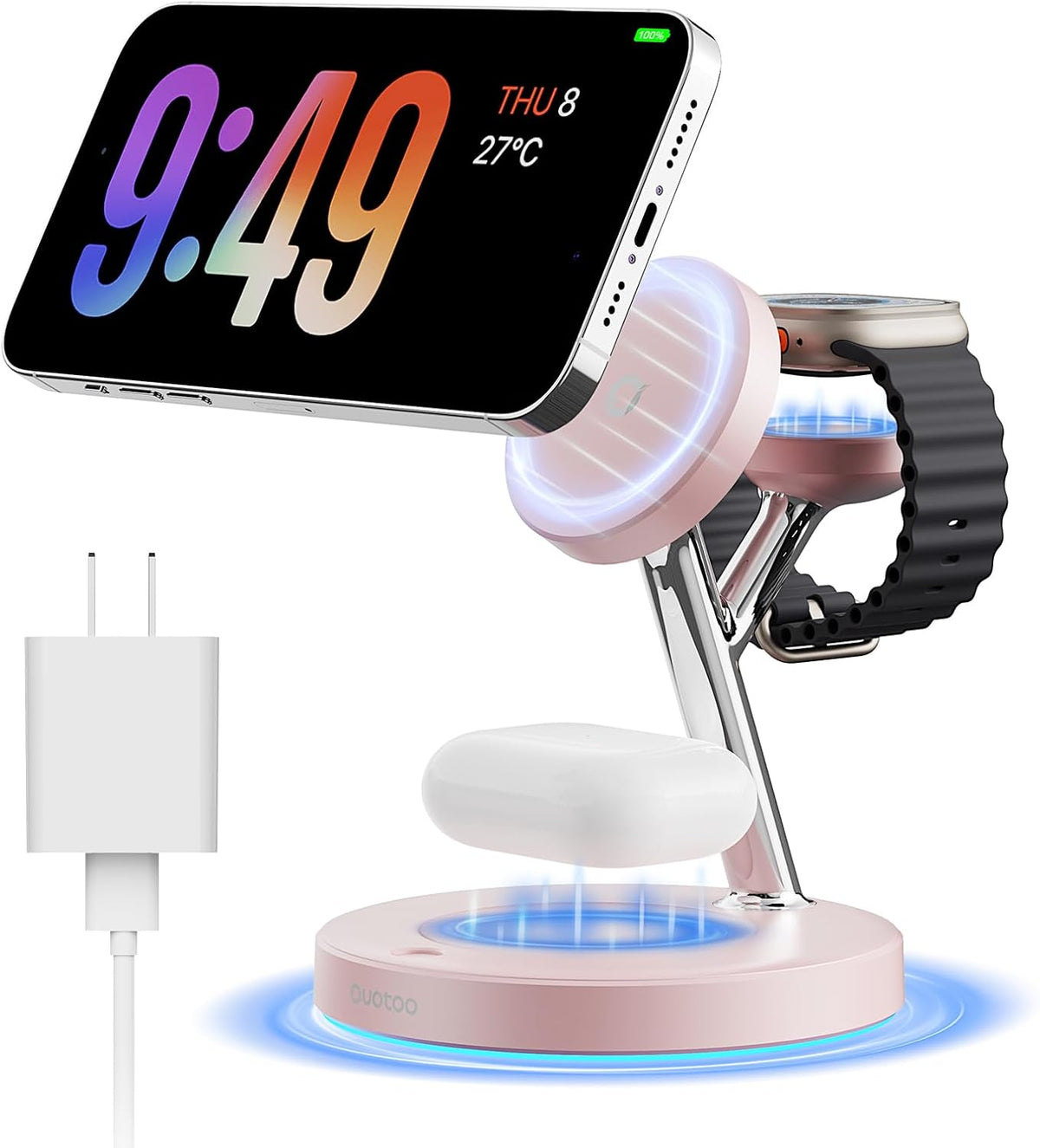 2025 3 in 1 Charging Station Compatible with Magsafe Charger Wireless Charger Stand for iPhone16 15 14 13 12 Series Wireless Charging Station for AirPods Wireless Charging Stand for iWatch Series