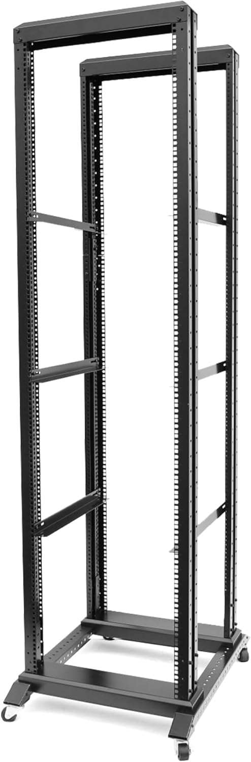 42U Server Rack/4-Post 19in Network Rack/Open Frame Rack with Wheels, Heavy-Duty Frame Cabinet/Adjustable Depth 24-22in GLOBALRACK，(4POST-800-42U)