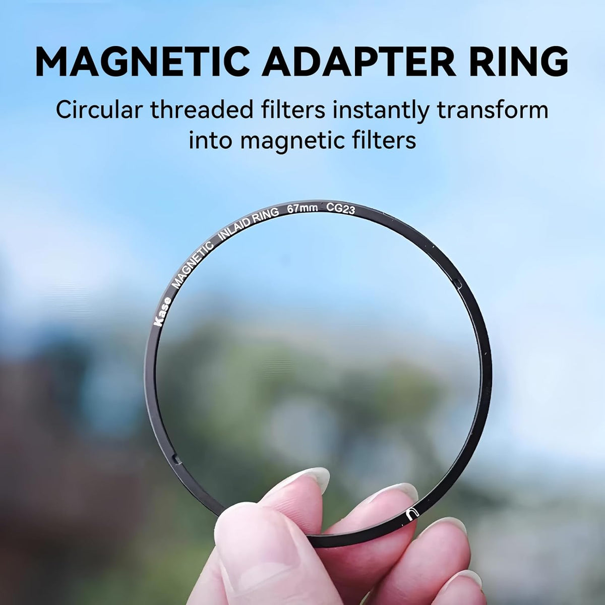 72mm 0.5s Kase Magnetic Adapter Ring, Aviation Aluminum Snap-On Frame for CPL/ND/UV Filters, No Light Leak & Vignette