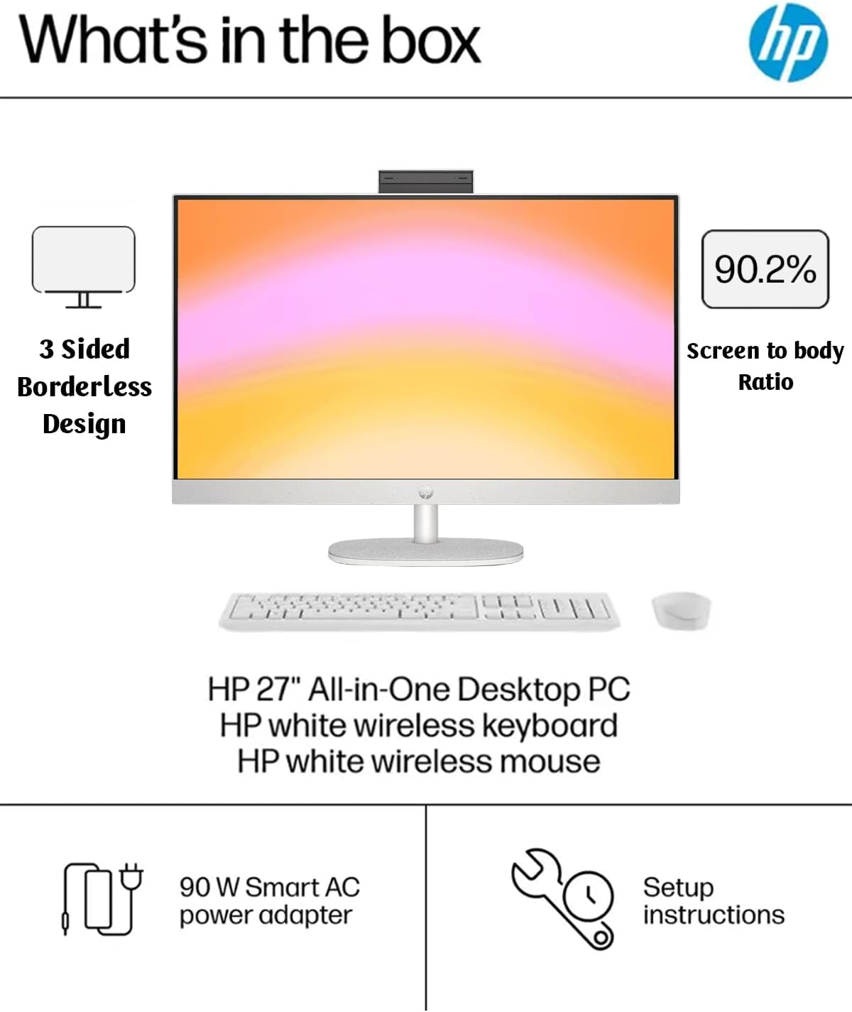 HP All-in-One Desktop - 27'' FHD Touchscreen Computer, Windows 11 Pro, Intel 12-core Ultra 7 155U(Beats i7-1355U), Wi-Fi 6, Bluetooth, Adjustable Height, Anti-Glare (64GB RAM | 4TB SSD)