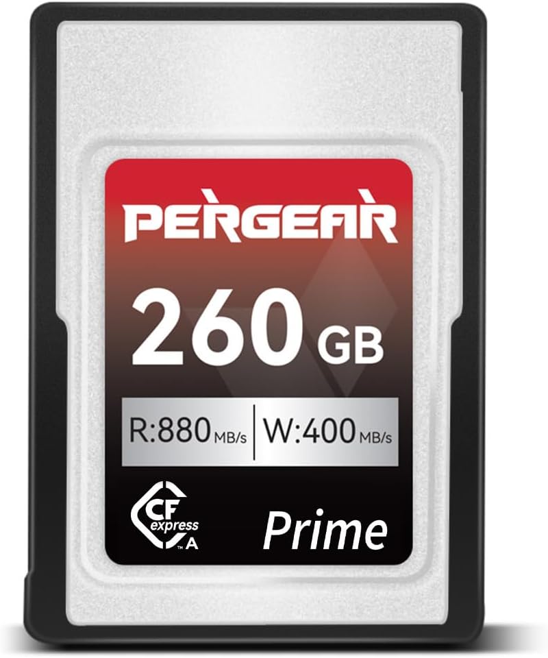 PERGEAR Professional 260GB CFexpress Type A Memory Card, Up to 880MB/s Read Speed & 900MB/s Write Speed for 4K 120P,8K 30P Recording Video/Photo, Compatible for Sony Alpha Sony FX Cameras