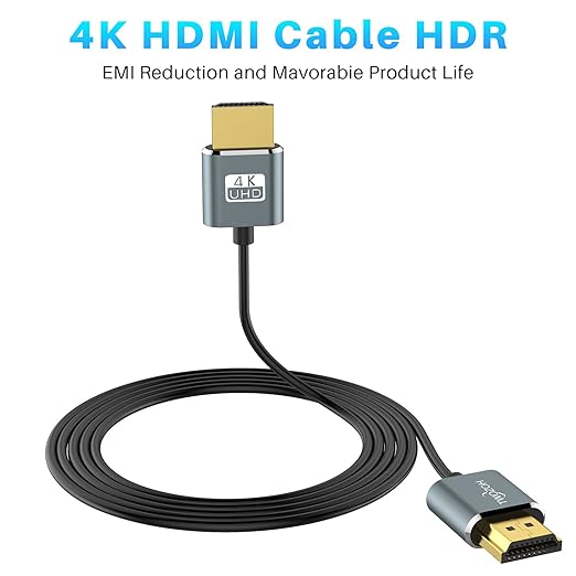 Twozoh Ultra-Thin HDMI to HDMI Cable 6.6FT, Hyper Slim HDMI 2.0 Cable, Extreme Flexible HDMI Cord Support 3D/4K@60Hz, 2160P, 1080P
