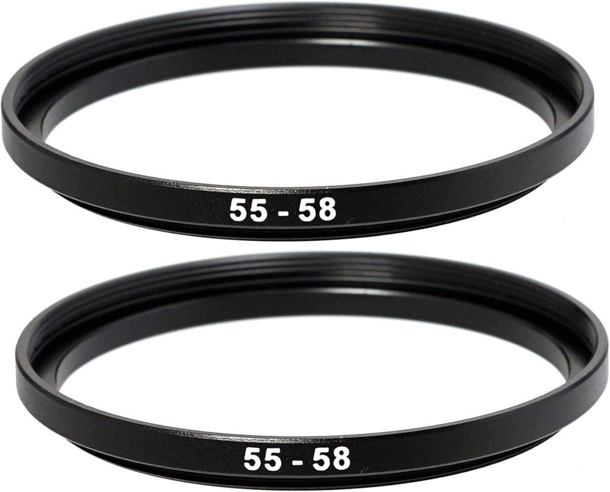 (2 Pcs) 55-58MM Step-Up Ring Adapter, 55mm to 58mm for DSLR Camera Lens and Filters