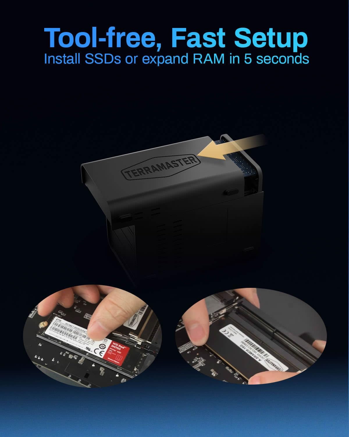 TERRAMASTER F6-424 Max NAS Storage - 6Bay Core i5 1235U 10-Cores 12-Threads, 8GB DDR5 RAM, Dual 10GbE Ports, Network Attached Storage Peak Performance for Business (Diskless)