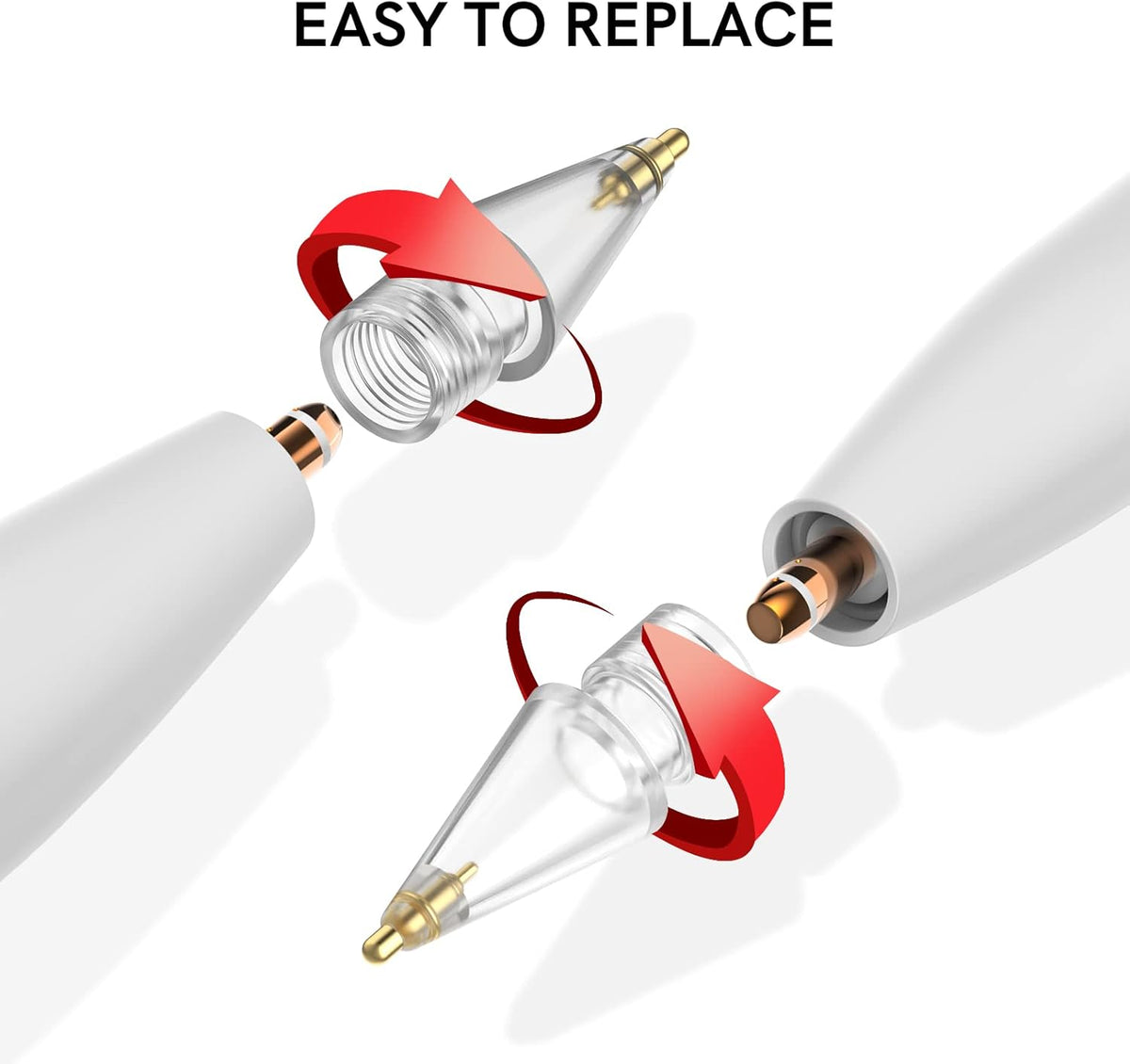 Delidigi 3 Pack Replacement Tips Compatible with Apple Pencil Pro/2nd Generation/1st Gen/USB C, Wear-Resistant iPencil Nibs Accessories Fine Point Precise Control Pen Like Tips
