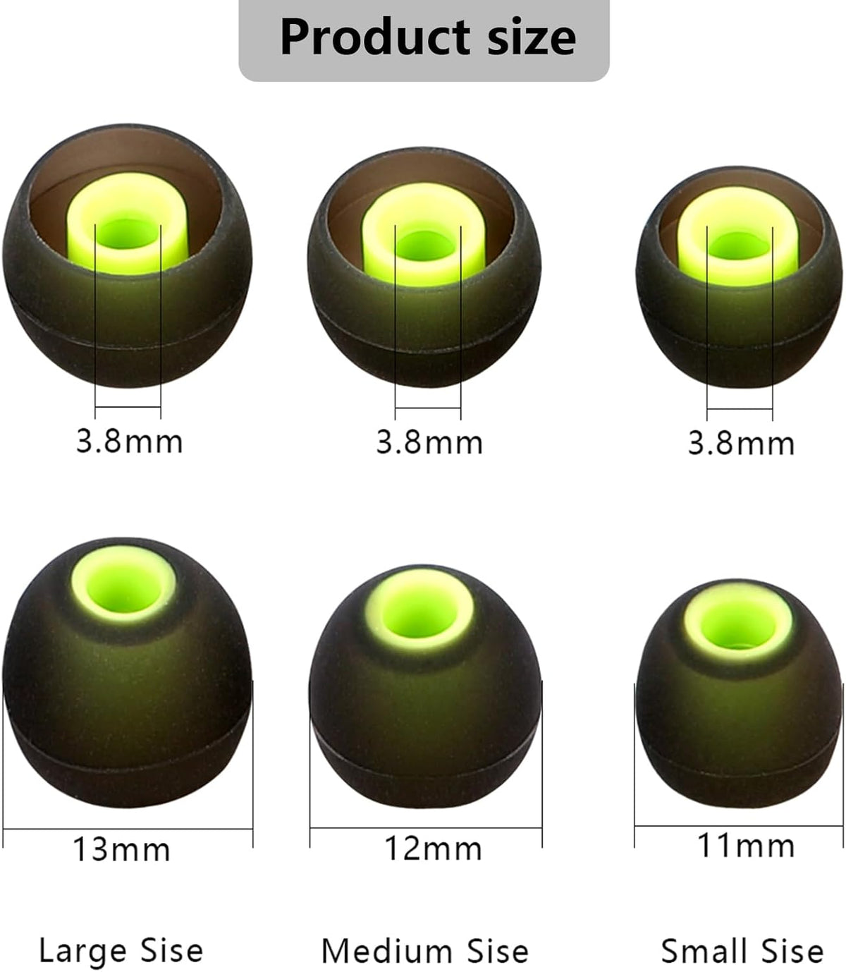 Silicone Replacement Earbud Tips Earbud Covers Ear Tips Fit for in-Ear Headphones (Inner Hole 3.8mm -5.1mm) Earbud Replacement Tips 9 Pairs