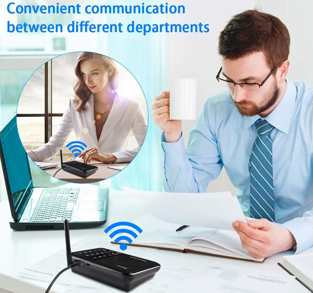 Wuloo Wireless Intercom System for Home 1 Mile Range 10 Channel 3 Code, Intercoms Wireless for Home House Business Office, Home Communication System