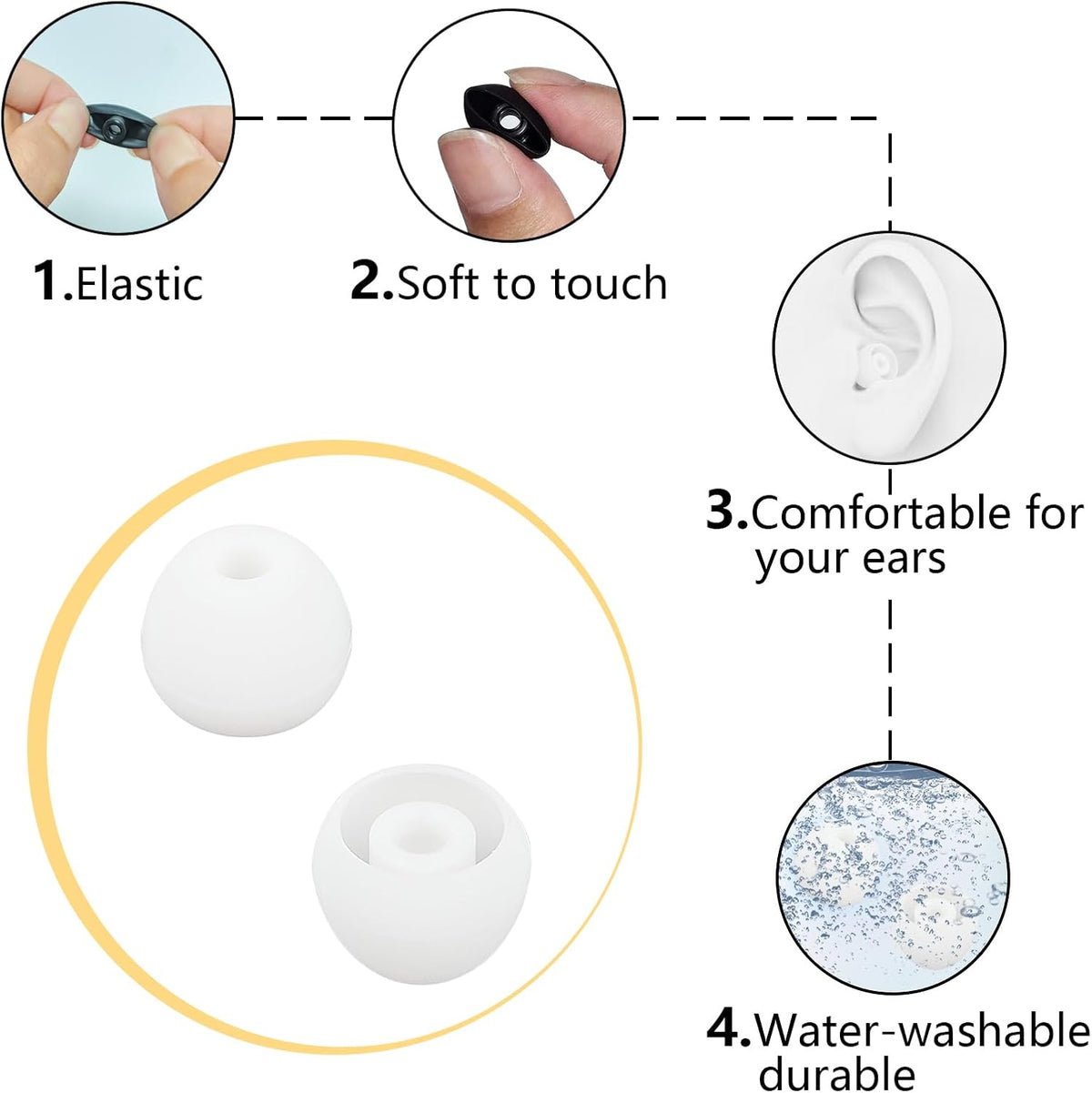 Ear Bud Covers Silicone Replacement Earbud Tips Compatible with Powerbeats Pro Beats Wireless Earphone Headphone Ear Tips 4 Pairs