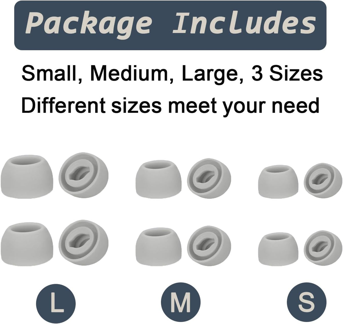 6 Pairs Replacement Eartips for Samsung Galaxy Buds Pro Headphones, Silicone Tips Earbuds Eartips Set, L/M/S Earplug Replacement Accessories (Silver, Without Pen)