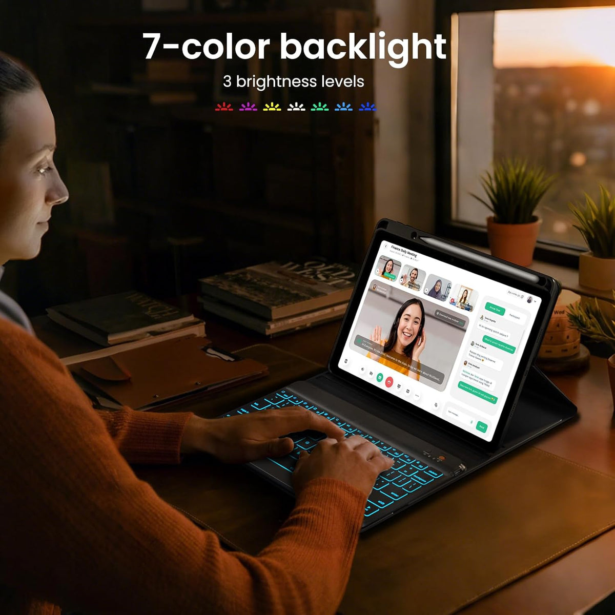 Keyboard Case for iPad Air 5th/4th Pro 11 inch, 7-Color Backlit Detachable Wireless Keyboard Case with Pencil Holder, Stand Folio Cover for Gen 2020/2022, Pro 4th/3rd/2nd/1st Gen, Black