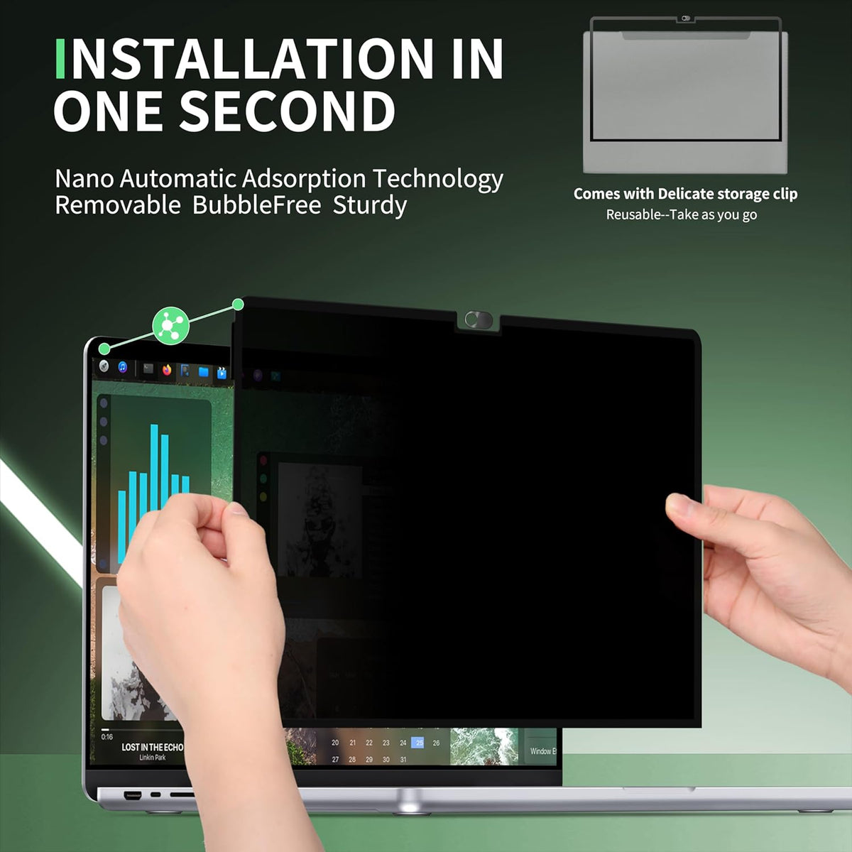 Privacy Screen for MacBook Pro 14 Inch M1/M2/M3/M4(2021-2024)-A2918 A2992 A2442 A2779,Anti Blue Light Glare Filter Removable Computer Protector, Monitor Shield Laptop Film With Camera Cover