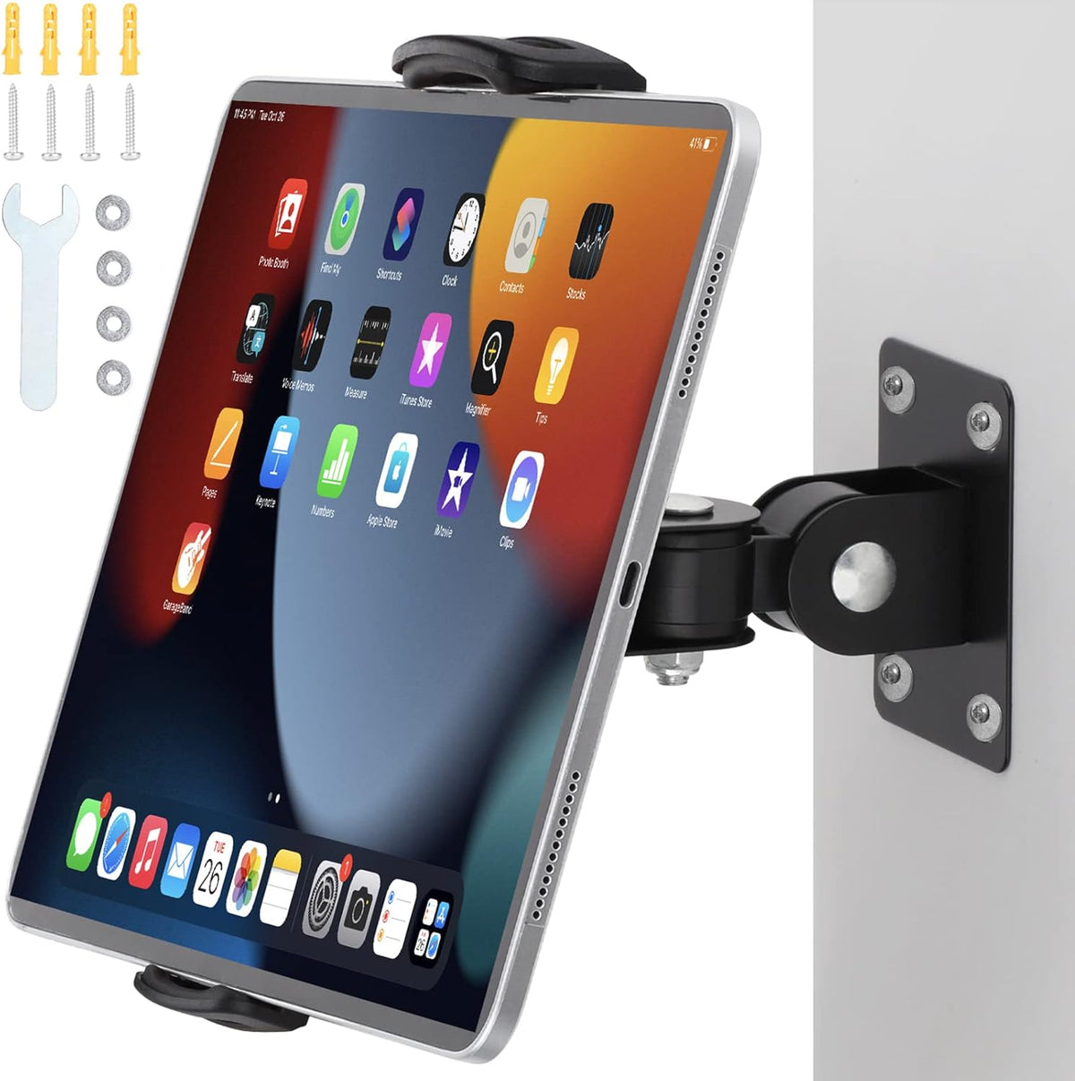 Dual Pull Tablet Wall Mount, Suitable for 4.7 to 12.9 inch Tablet or Smartphone, Medical Places, Factory，Homes, Classrooms（Black）