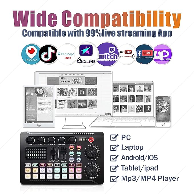 F998 Podcast Equipment Bundle, SINWE Condenser Microphone with Audio Mixer