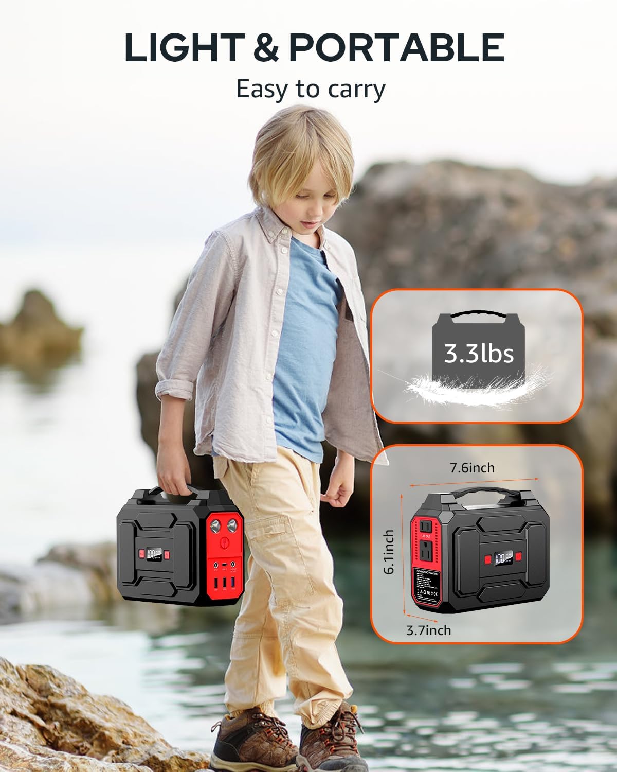 Solar Powered Generator 200W Peak/100W Rated, Portable Solar Generator Power Station with Solar Panels 40W Included, 146Wh Solar Power Bank with AC Outlet 110V for Home Use Camping Outdoor Adventure