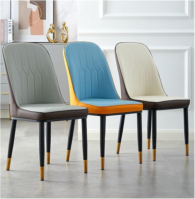 Adjustable Office Computer Chair with Armrest 1pcs Dining Chair with Backrest for Comfort and Durability Sleek Black Legs with Gold Accents(Blue and Orange)