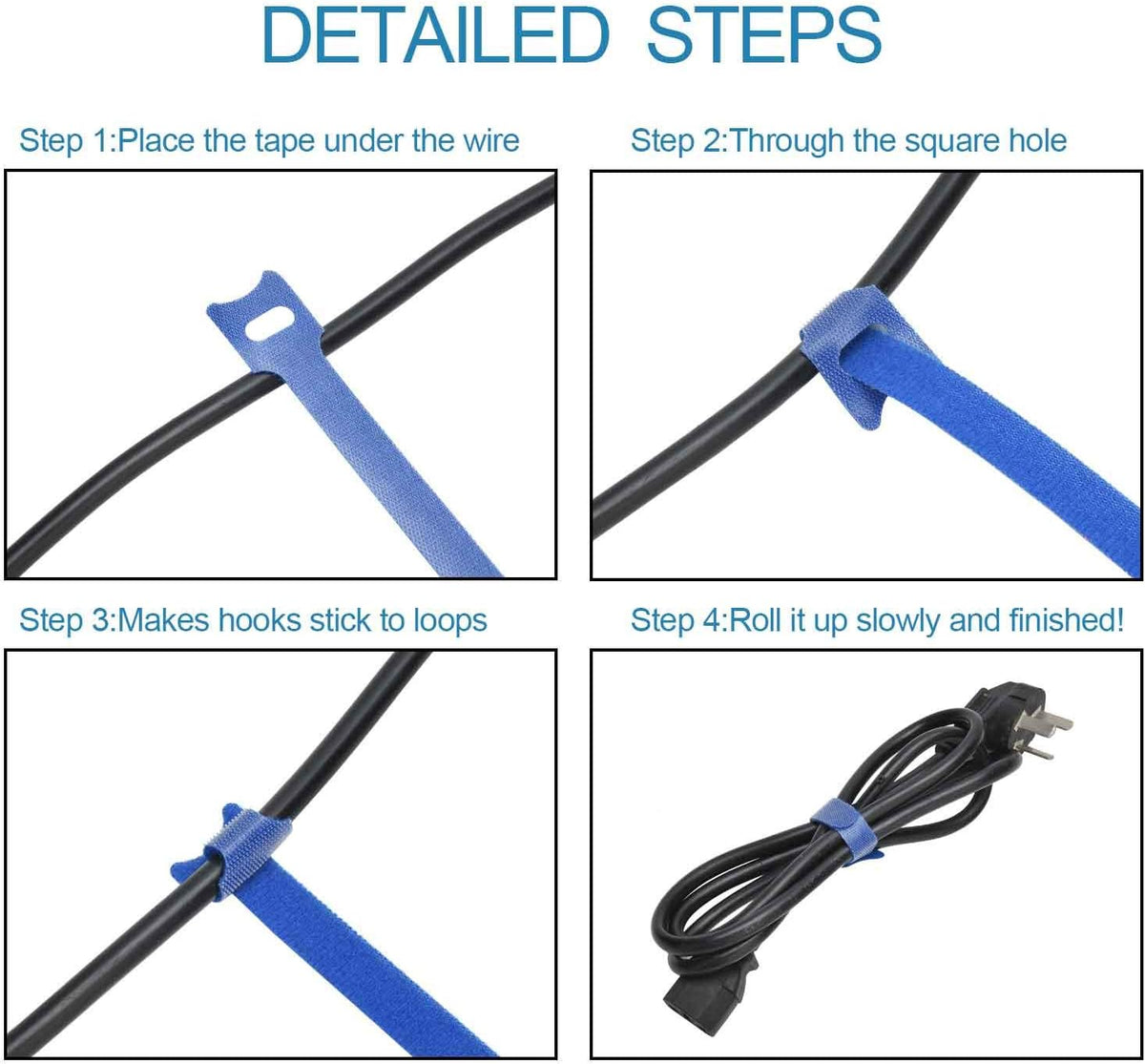HMROPE 60PCS 6-Inch Fastening Cable Ties Reusable, Premium Adjustable Cord Ties, Microfiber Cloth Cable Management
