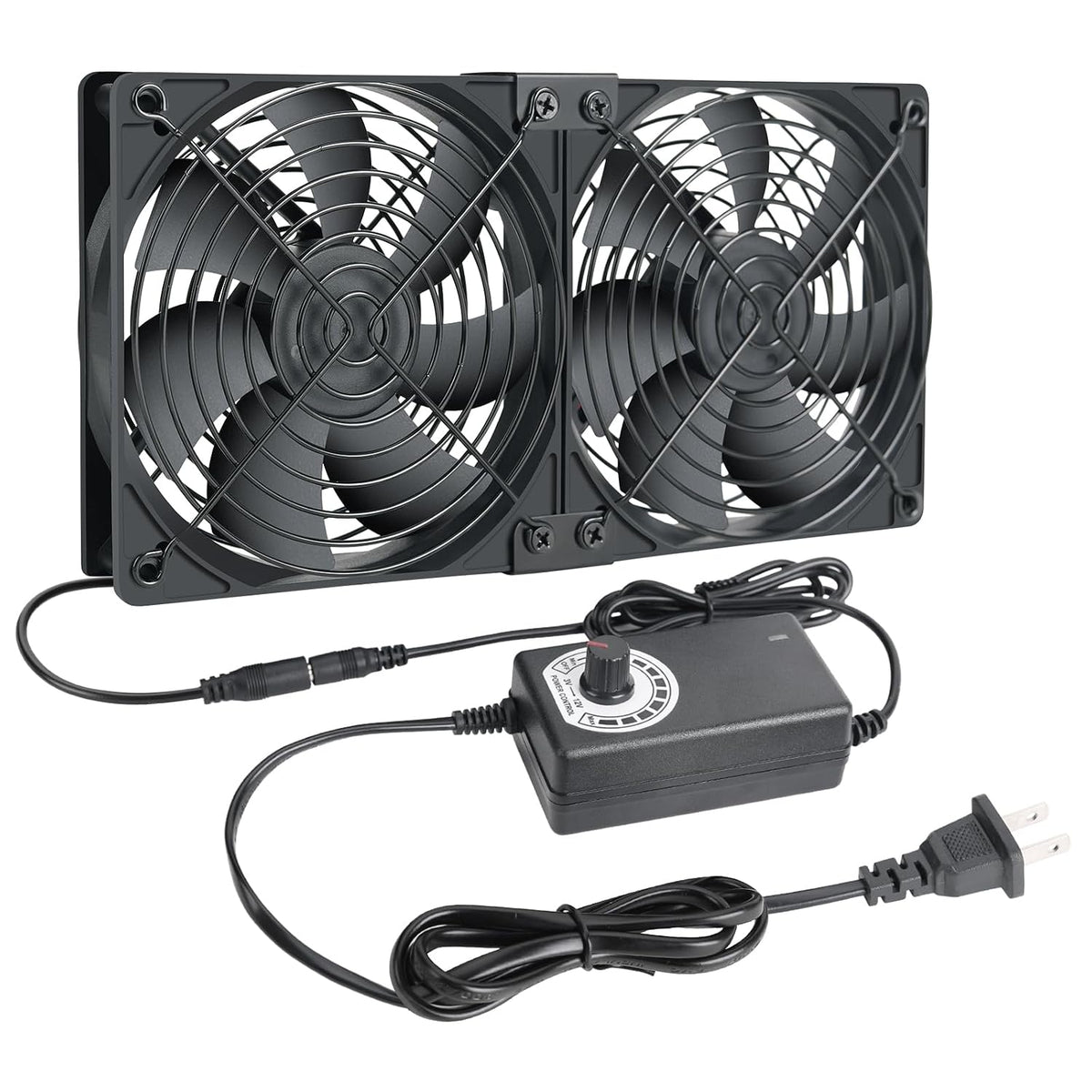 2 120mm 240mm 110V 240V x Computer Fan with AC Plug, - AC Powered Fan with Variable Speed Controller for Receiver