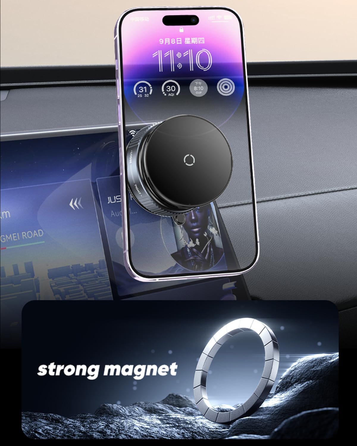 Spinning Vacuum Magnetic Phone Holder 15W Fast Wireless Charger for All Smartphones & All Car Models Holds Like Glue on Bumpy Roads! FCC Certified car Phone Mount Magnetic