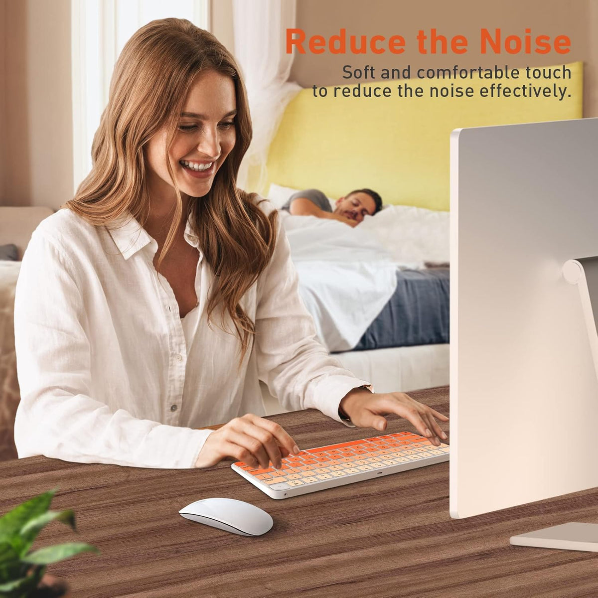 Allinside Silicone Keyboard Cover for iMac Magic Keyboard A2449/A2450, Protective Skin for iMac 24" Wireless Keyboard Released in 2021, US Layout, Ombre Orange
