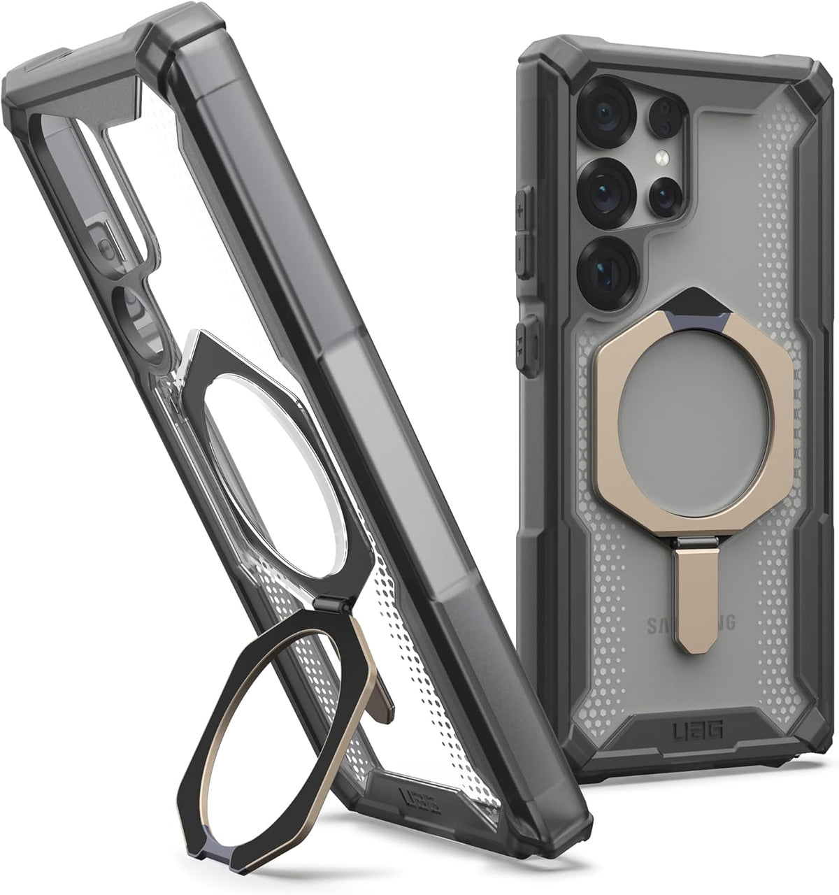 URBAN ARMOR GEAR UAG for Samsung Galaxy S25 Case 6.2" with Kickstand Plasma XTE - Compatible with Magnetic Charging Transparent Rugged Military Drop Tested Protective Cover, Ash/Titanium