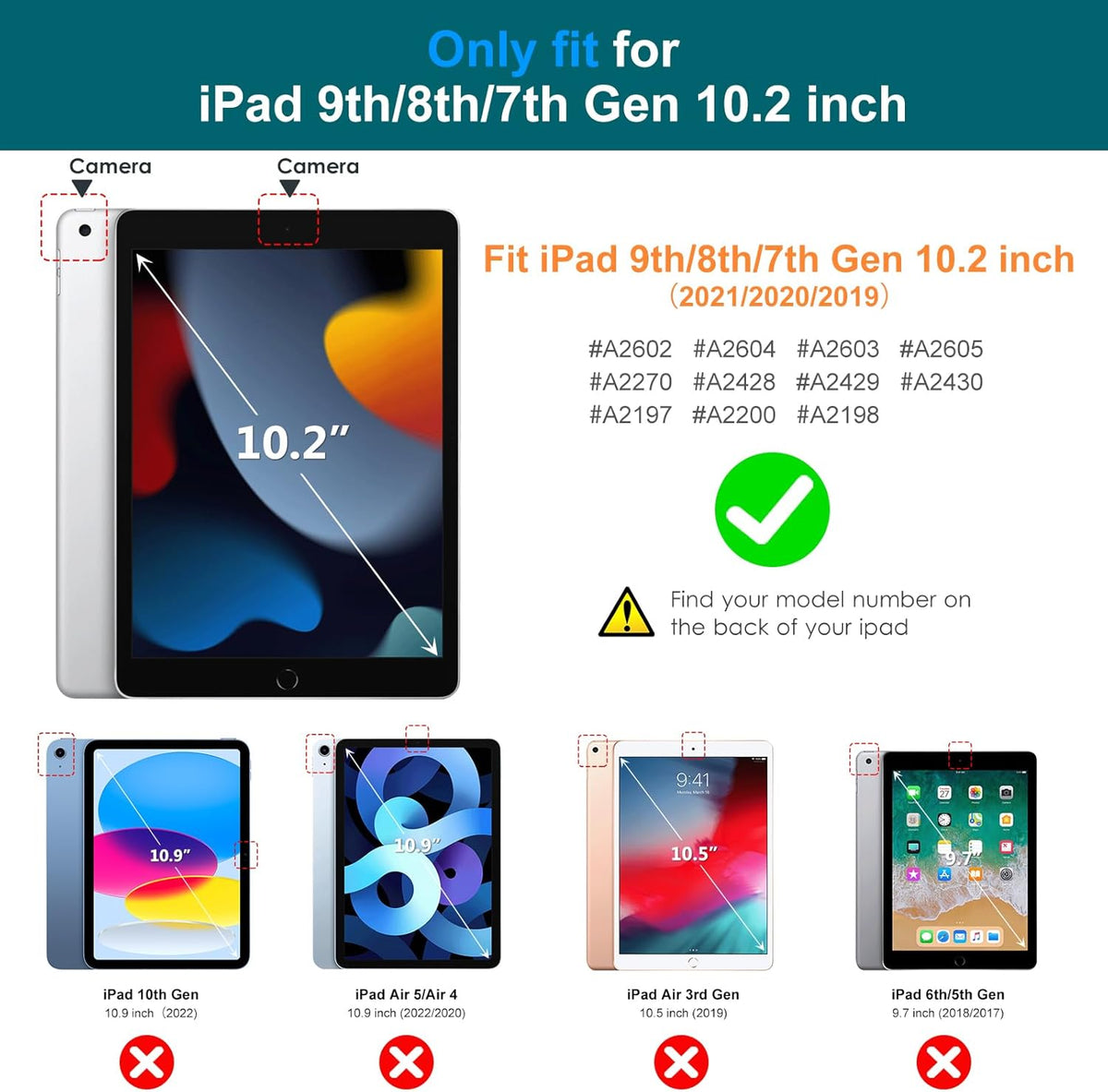 DTTO for iPad 9th/8th/7th Generation 10.2" Case 2021/2020/2019 with Keyboard, 7 Colors Backlit Wireless Detachable Keyboard Premium Leather Folio Cover with Pencil Holder & Pocket, Blossom