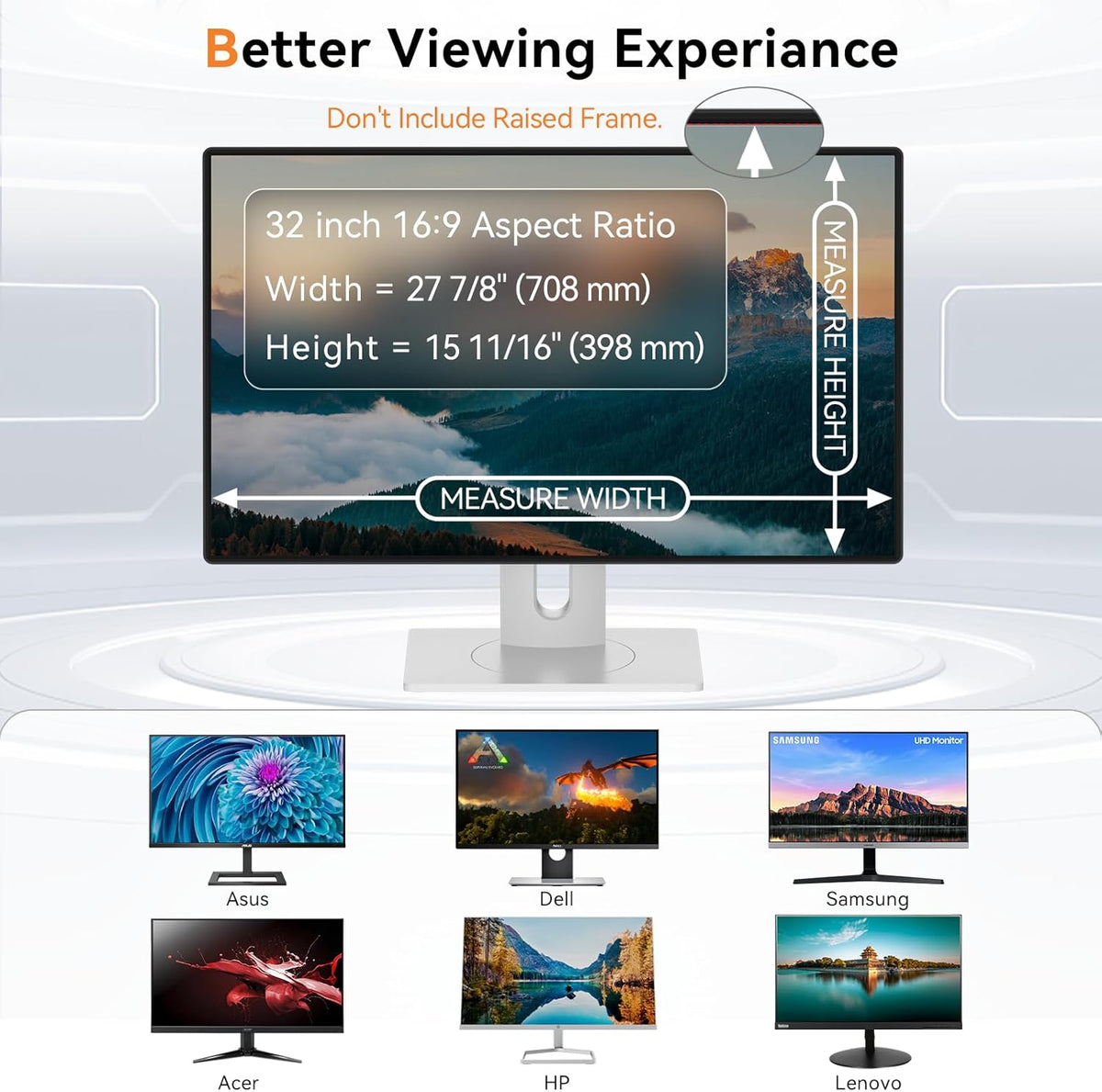 32 Inch Computer Privacy Screen Filter for 16:9 Aspect Ratio Widescreen Monitor - Anti Glare Blue Light Filter, Removable Computer Monitor Privacy Shield, Anti-Scratch Screen Protector Film 32 in
