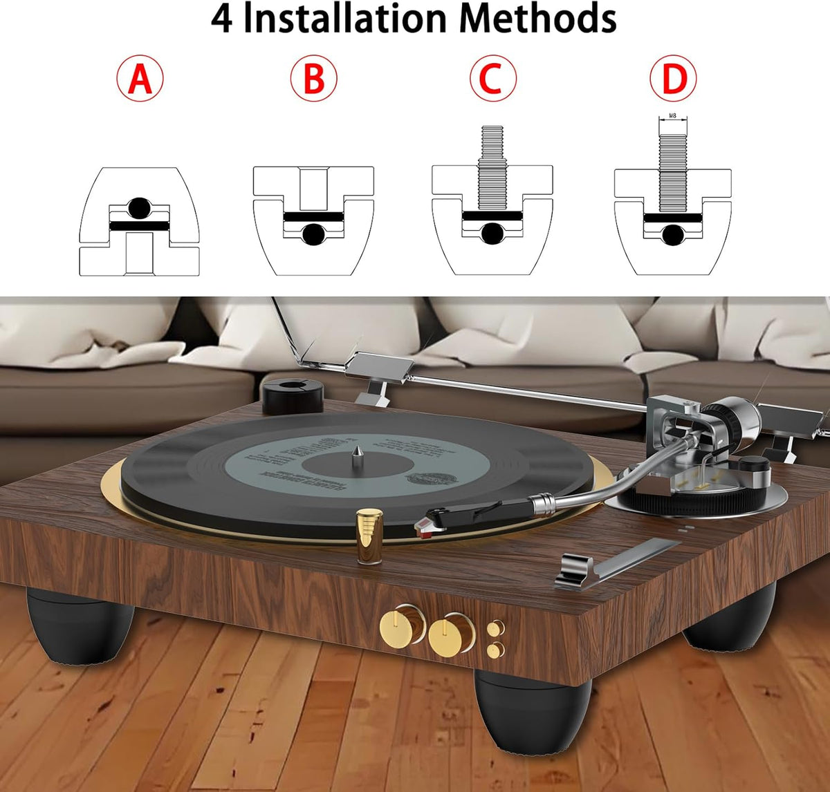 Audiocrast 4X HiFi Speaker Spikes Stand Feet Pads 30x33mm Isolation Feet, Aluminum Speaker Shock Absorber for Subwoofer Amp Turntables DAC