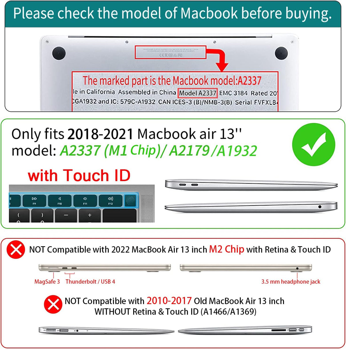 Teryeefi for MacBook Air 13 inch Case 2021 2020 2019 2018 A2337 M1 A2179 A1932, Plastic Hard Shell Case & Keyboard Cover & Screen Protector for Mac Air 13.3 Retina with Touch ID, Abstract Face
