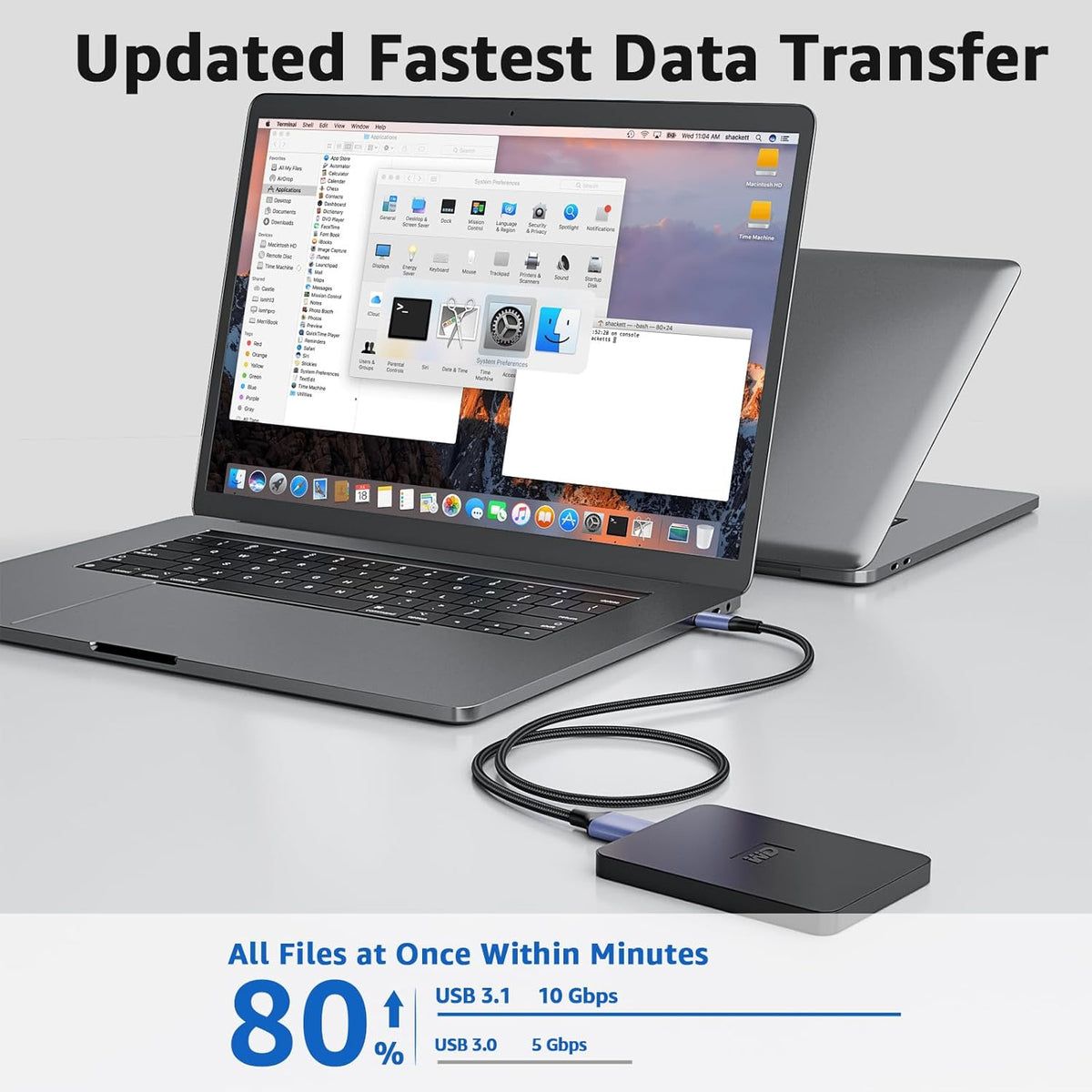 USB 3.1 Micro B to USB C Hard Drive Cables, 1FT 10 Gbps USB C to Micro B, External Hard Drive Cable Compatible with MacBook Pro/Air, iPad/Tablet, iPhone, Samsung Galaxy S24, WD Seagate etc