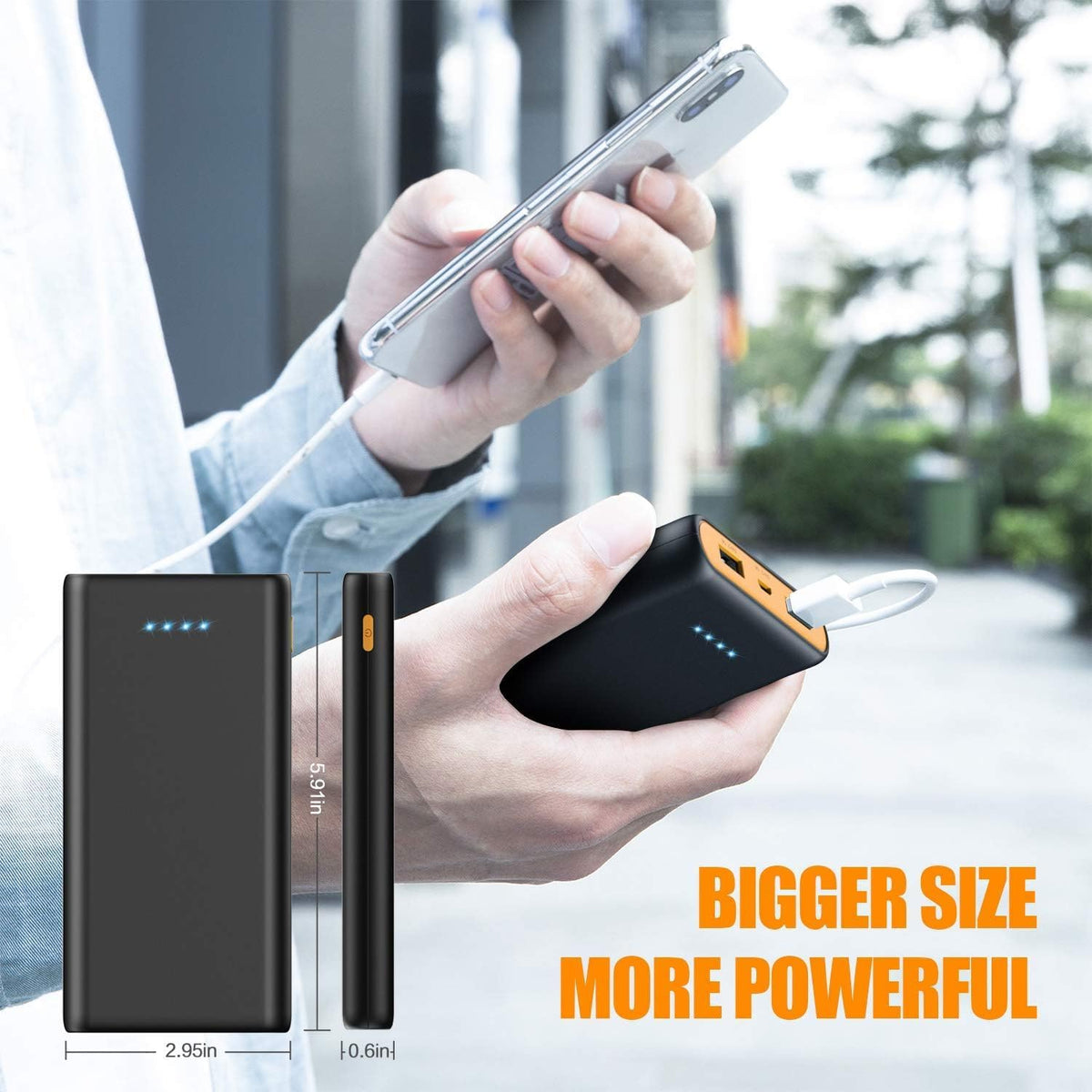 Portable Charger Power Bank 26800mah,Ultra-High Capacity Safer External Cell Phone Battery Pack,2 USB Output High Speed Charging Power bank Compatible with iPhone 15/14/13/12 Samsung Android LG-Orange